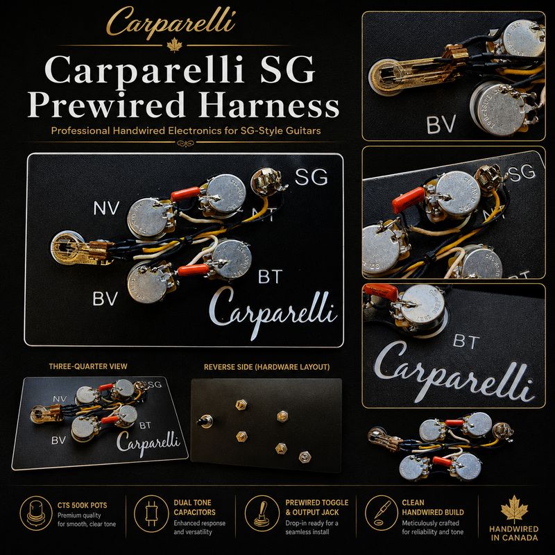 Carparelli SG Prewired Guitar Harness – CTS 500K Pots / Pure Tone Jack / Orange Drop Caps