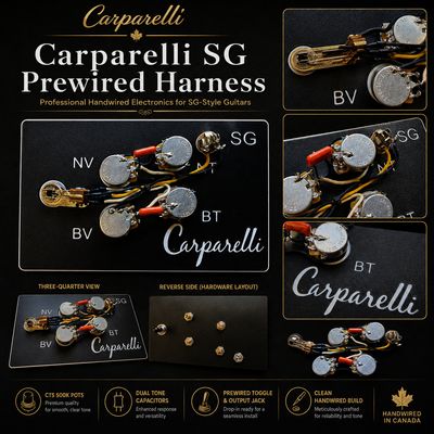 Carparelli SG Prewired Guitar Harness – CTS 500K Pots / Pure Tone Jack / Orange Drop Caps