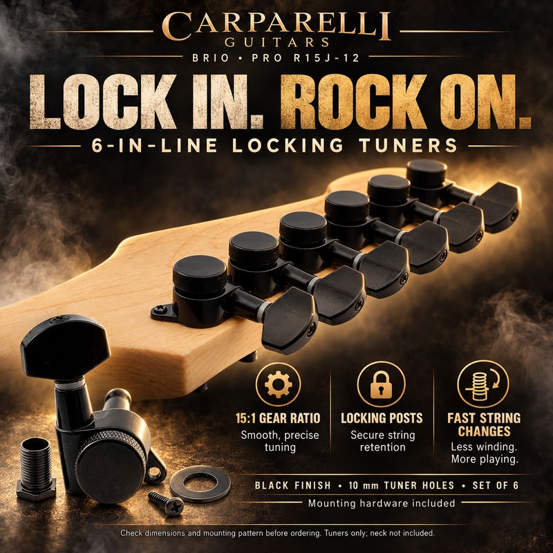 ​Pro Locking Guitar Tuners – 6-In-Line Set