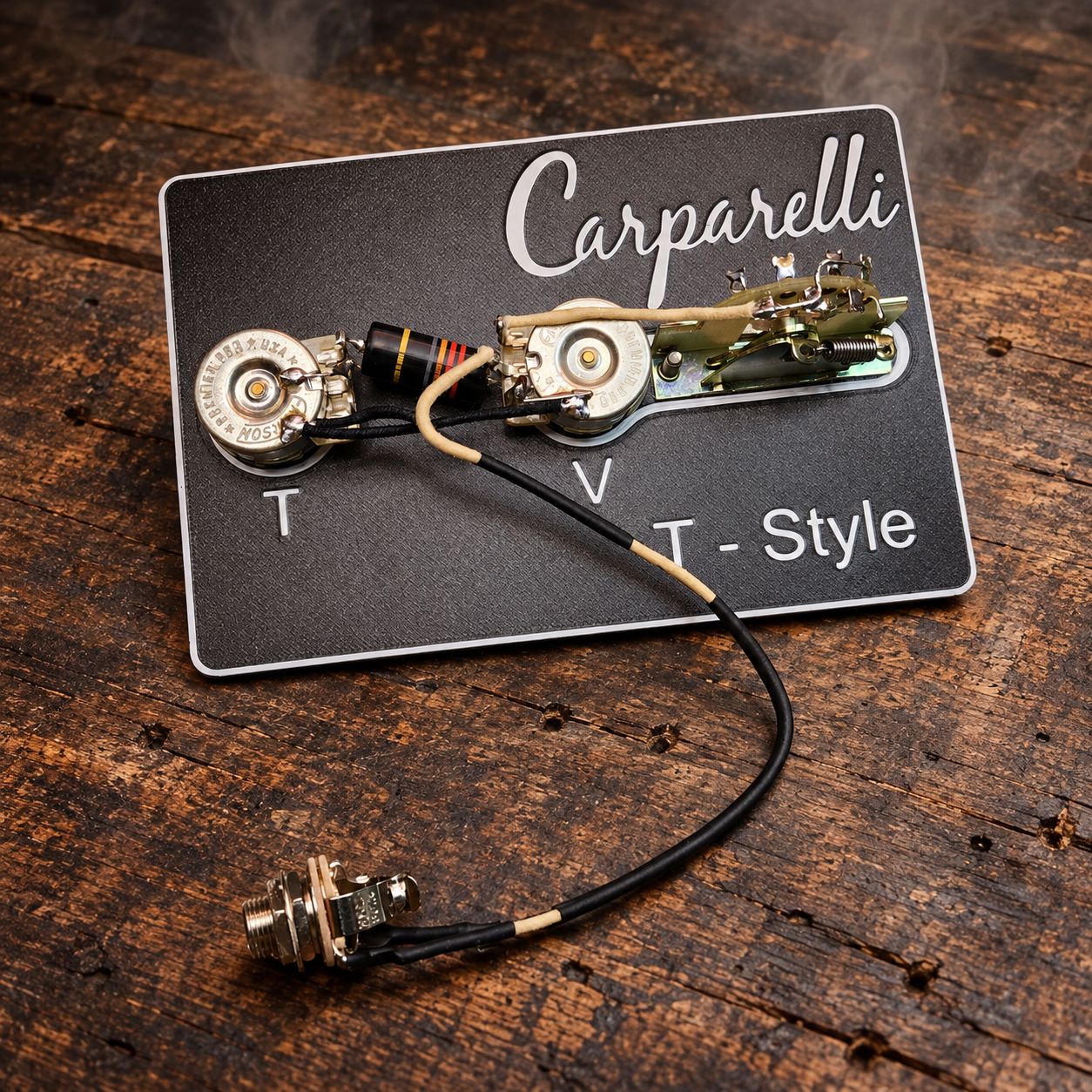 Carparelli T-Style ’50s Wiring Control Plate — Emerson Premier Pots &amp; Emerson Capacitor