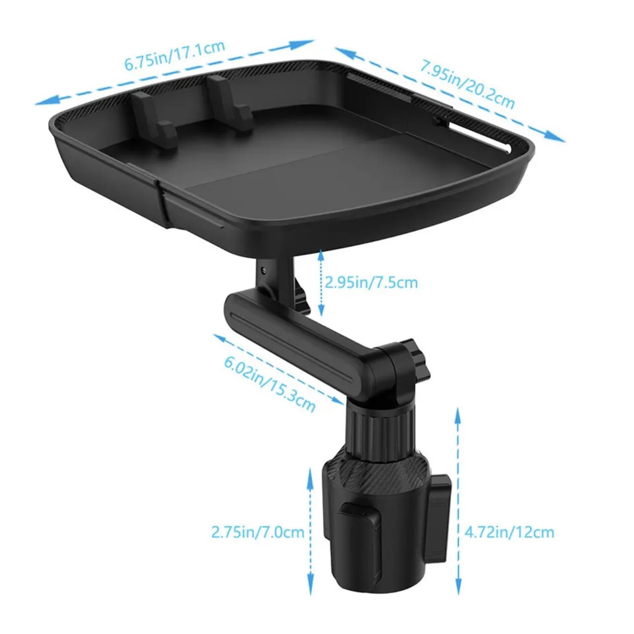 Car Food Tray with 360° Adjustable Swivel Arm &amp; Phone Stand