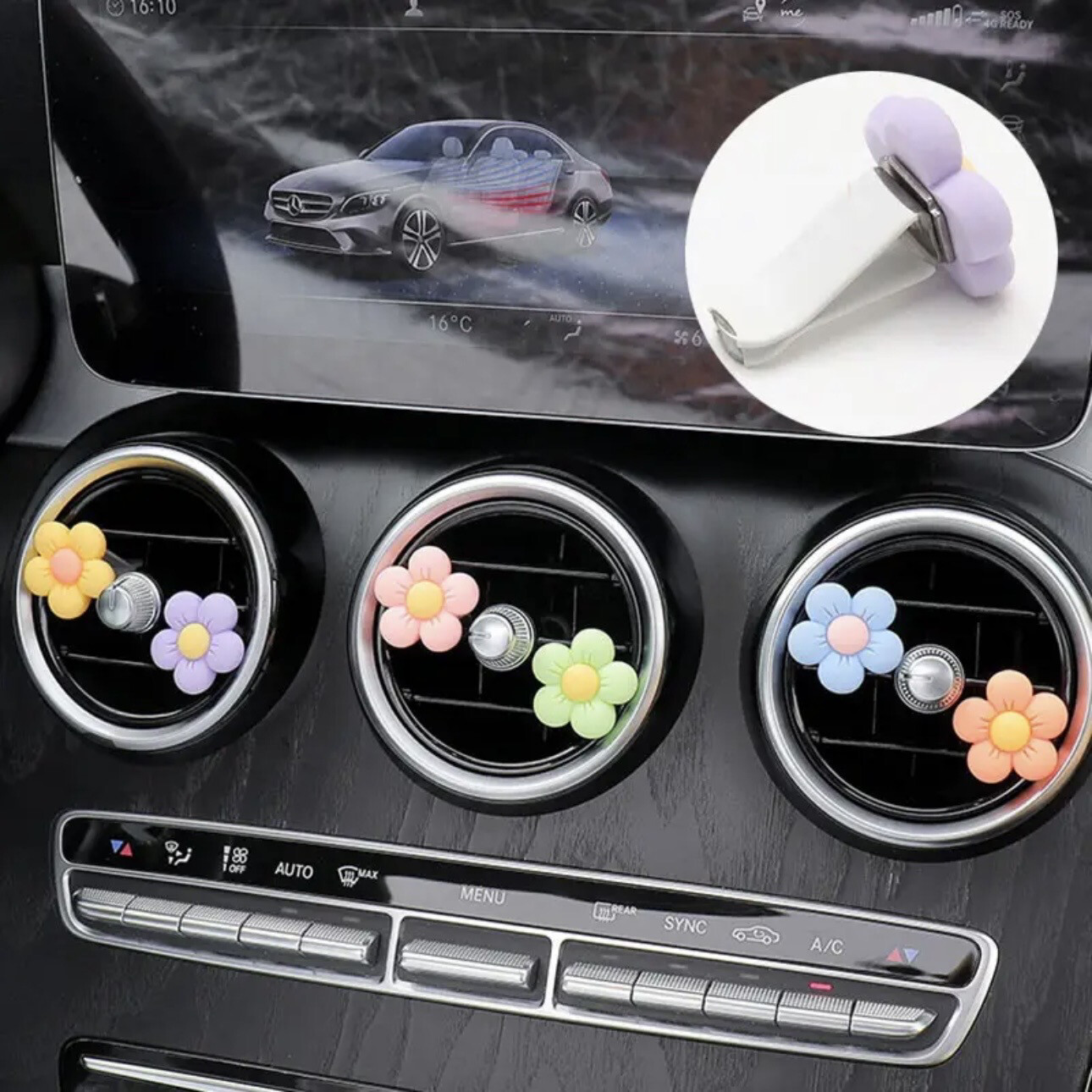 Cute Air Vent Flower Clips (6 Pack)