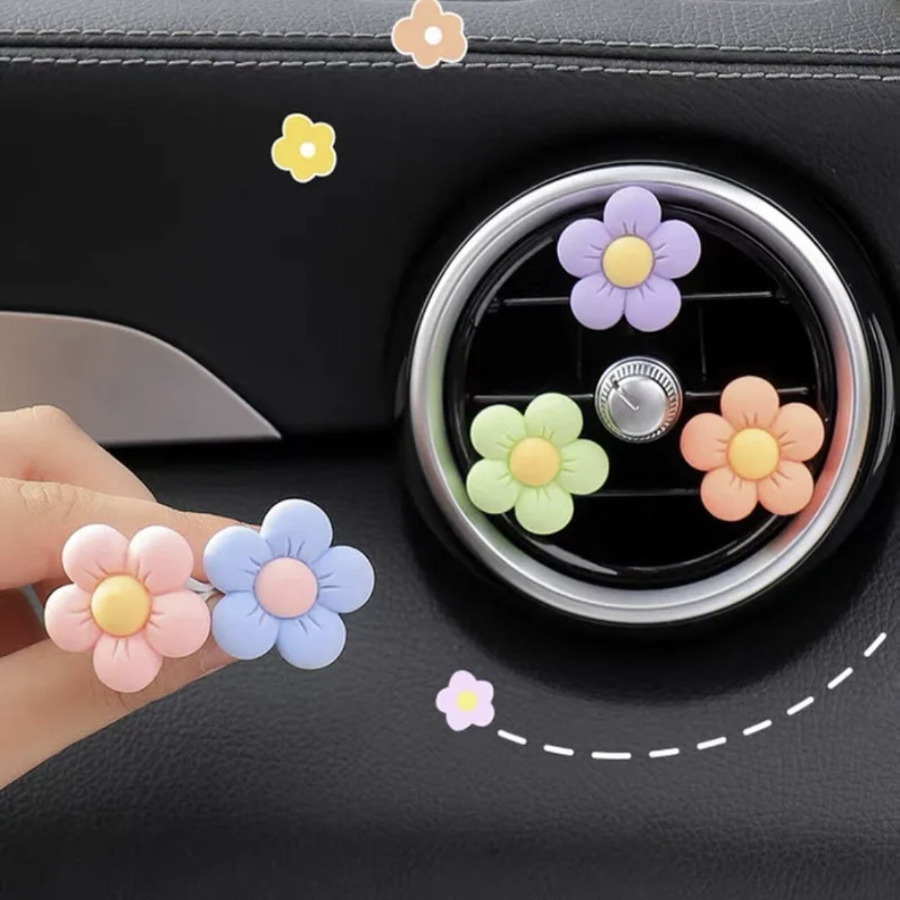 Cute Air Vent Flower Clips (6 Pack)