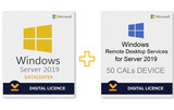 Windows Server 2019 Datacenter + RDS 2019 50 CALs Device PHYSICAL LICENSE