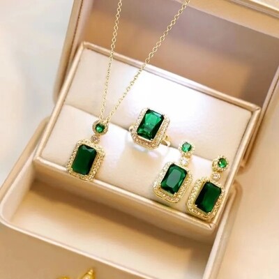 Luxury Emerald  perfume Bottle Necklace - Womens Wedding Jewelry