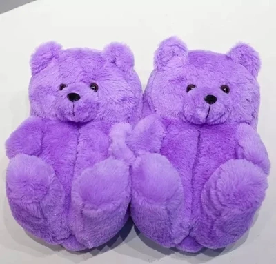 Purple Teddy Slippers
