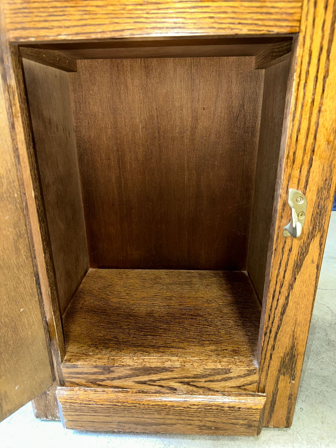 Antique Vintage White Clad Oak Ice Box w/ Bench (Telephone Gossip