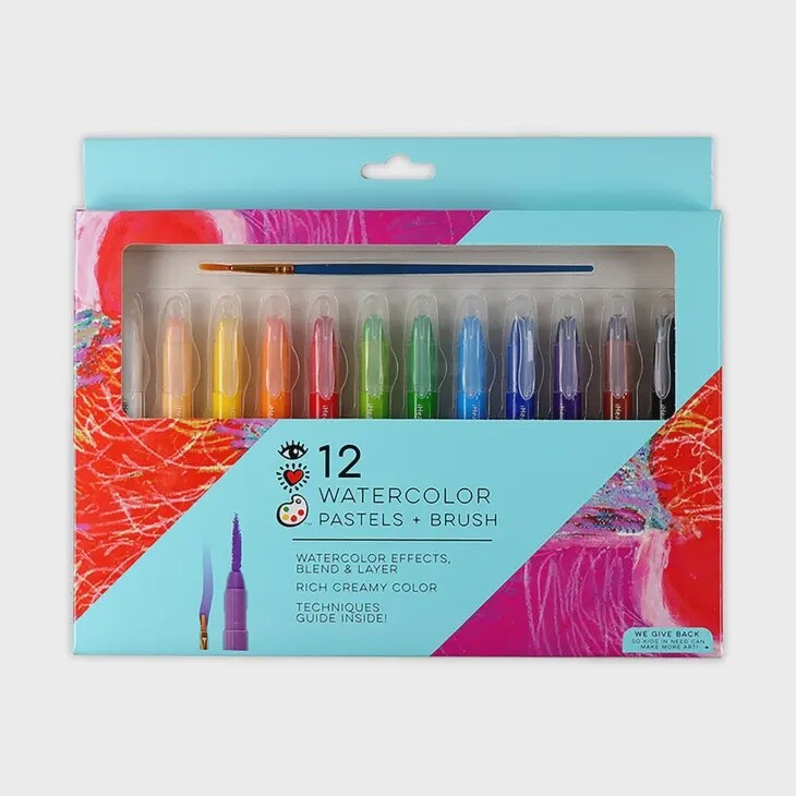 iHeart Art 12 Watercolor Pastels+Brush
