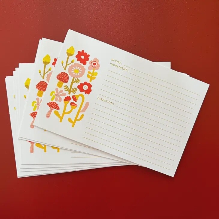 Retro Floral Recipe Cards