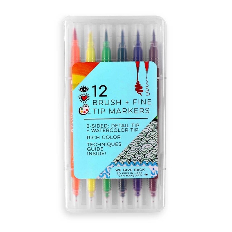 iHeartArt 12 Brush Tip + Fine Tip Markers