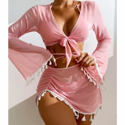2024 Four-piece Tassel Blouse Bikini Swimsuit