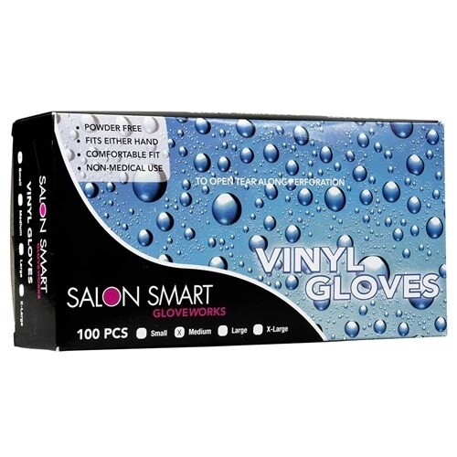 Salon Smart Black Vinyl Med Gloves 100p
