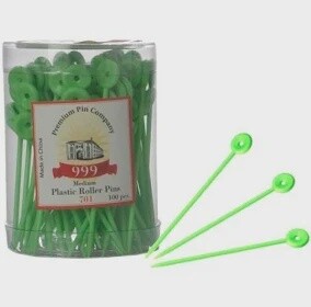 999 Roller Pins Medium 100pc Green Plastic