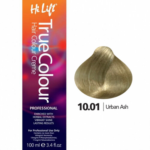 Hi lift True colour permanent hair colour cream 10.01 urban ash 100mls