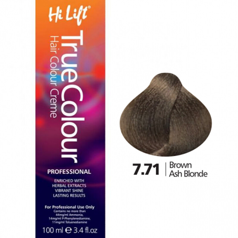 True Colour Permanent Hair Color Cream 7.71 Brown Ash Blonde 100ml