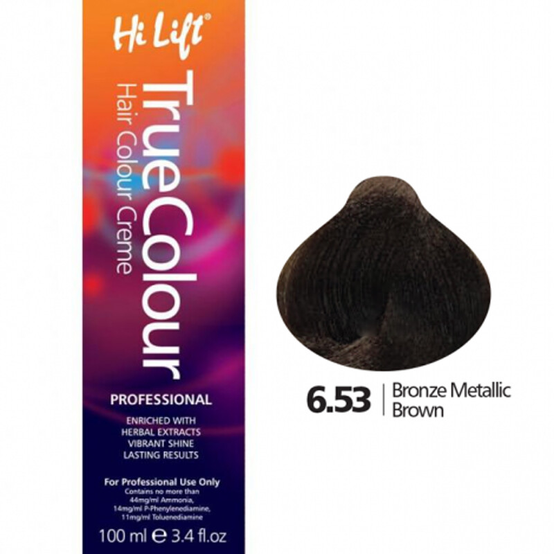 True Colour Permanent Hair Color Cream 6.53 Bronzed Metallic Brown 100ml