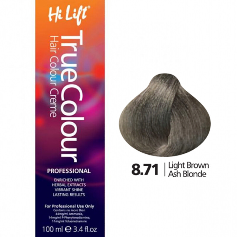 True Colour Permanent Hair Color Cream 8.71 Light Brown Ash Blonde 100ml