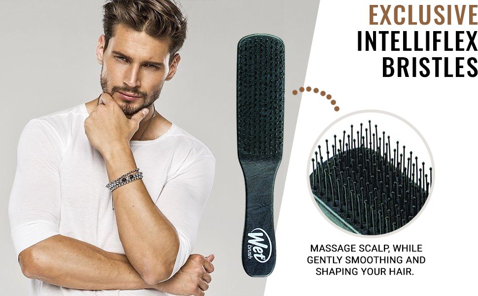 Wetbrush Mens Detangler Scalp &amp; Beard Detangle Hair Brush, Black