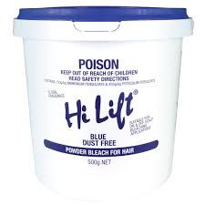 Hi lift dust free powder bleach 500g tub - blue