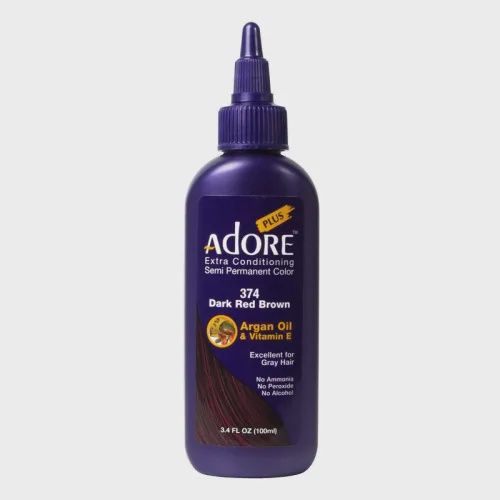 Adore Plus Semi Permanent Hair Colour Dark  Red Brown 374