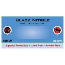 Hi Lift Black Nitrile Disposable Gloves (100 gloves) Medium
