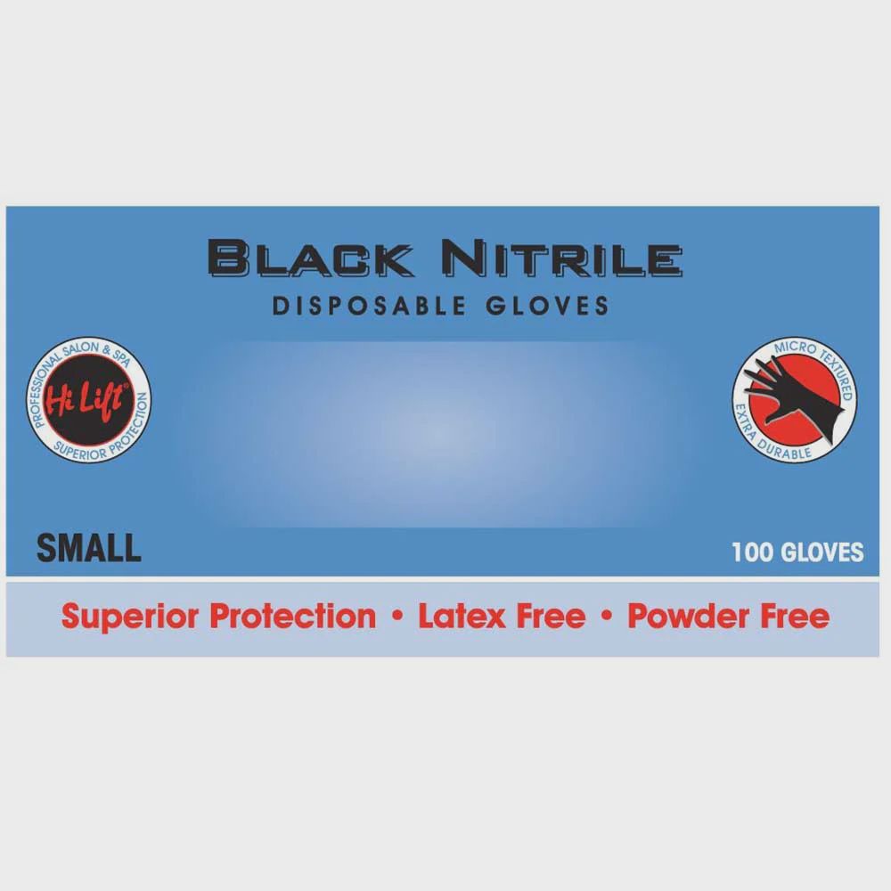 Hi Lift Black Nitrile Disposable Gloves 100 Small