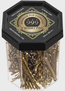 999 Premium Pin Company  Bobby Pins 2” Gold 250pc