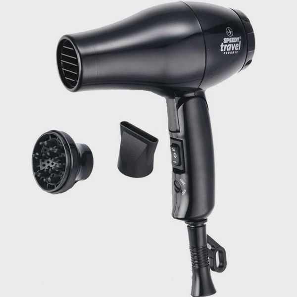 Speedy travel hairdryer