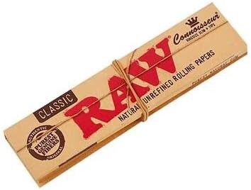 RAW - King Size Slim Connoisseur Classic Rolling Paper w Tips - 32 ct