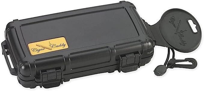 Cigar Caddy - Black Travel Waterproof Humidor - Holds 5