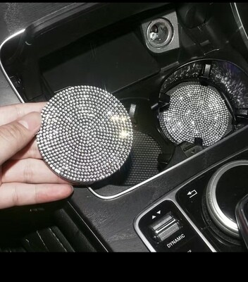 Multicolor Cup Holder for Vehicle, Glossy Precious Stone Vehicle Inside Embellishments Gifts for Ladies.
