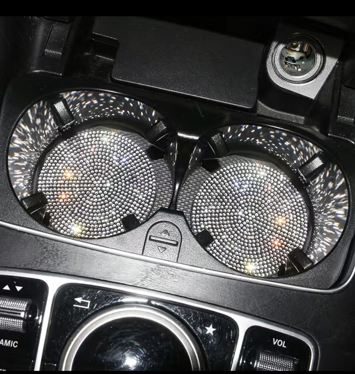 Multicolor Cup Holder for Vehicle, Glossy Precious Stone Vehicle Inside Embellishments Gifts for Ladies.