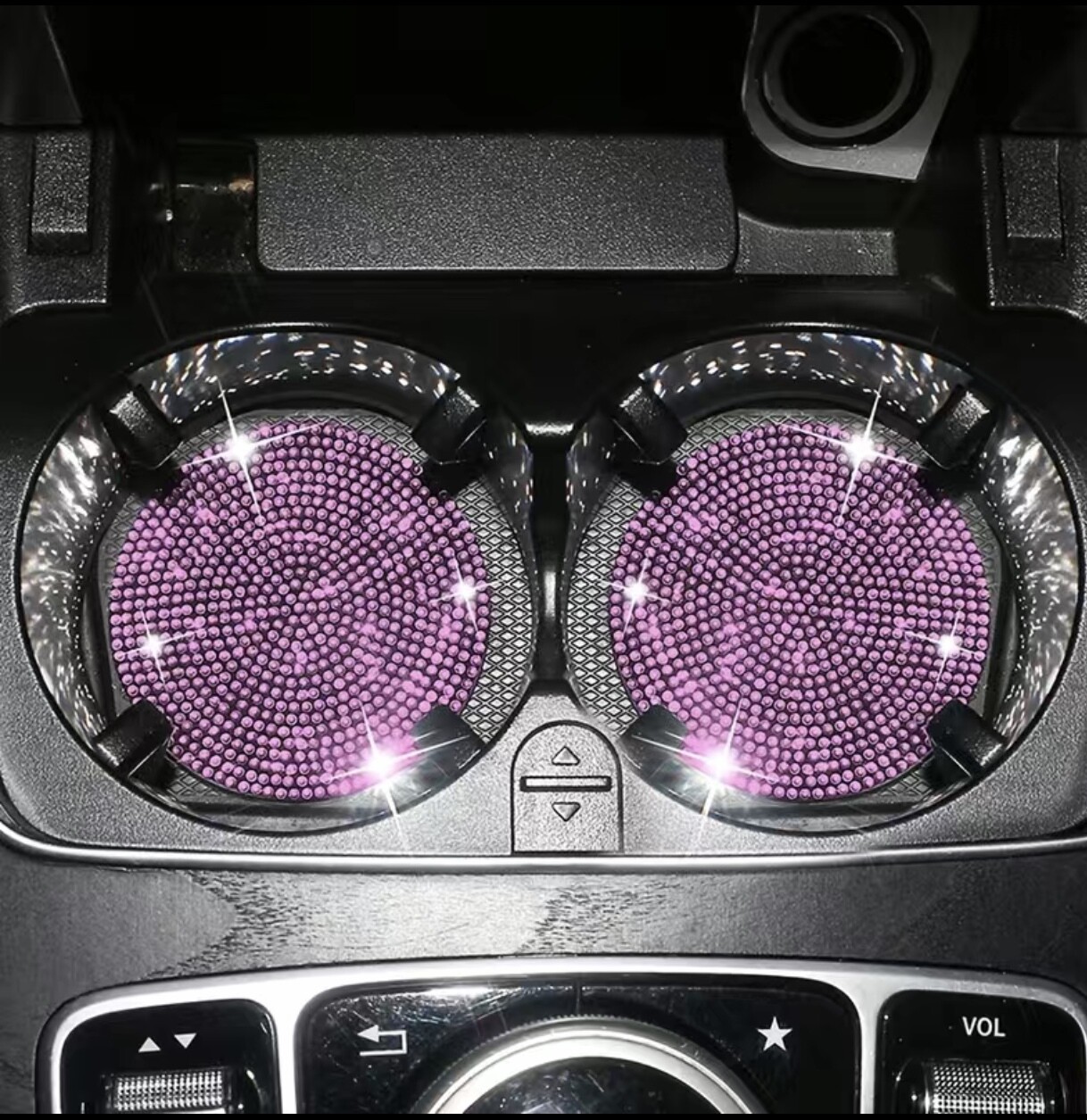 Purple Cup Holder for Vehicle, Glossy Precious Stone Vehicle Inside Embellishments Gifts for Ladies.