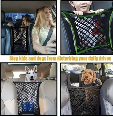 Drive Safer Together: Safe Driving Dog Car Net Barrier 🐾🚗💖