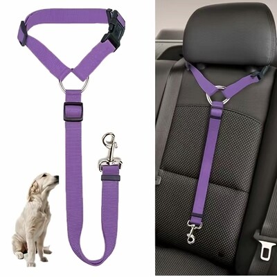 Secure Travels: 2-in-1 Adjustable Pet Car Seat Belt