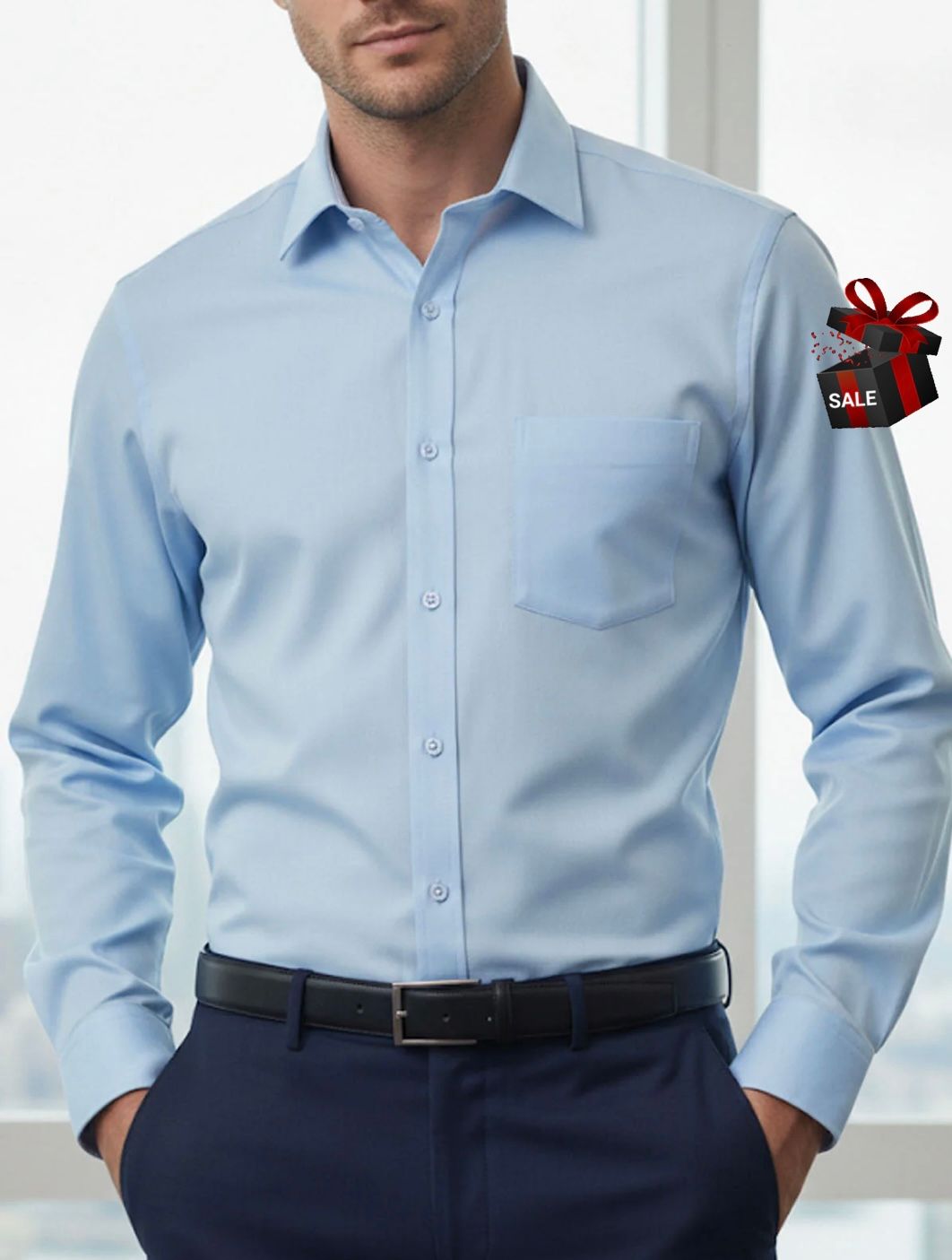 ​✨ Sky Blue Men’s Long Sleeve Shirt – Size Medium ✨