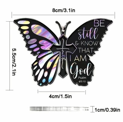 Glimmering Wings: Butterfly and Heart Rearview Mirror Charm