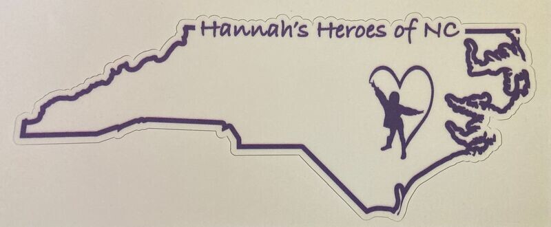 Hannah's Heroes of NC state Logo (White) 6inx3in