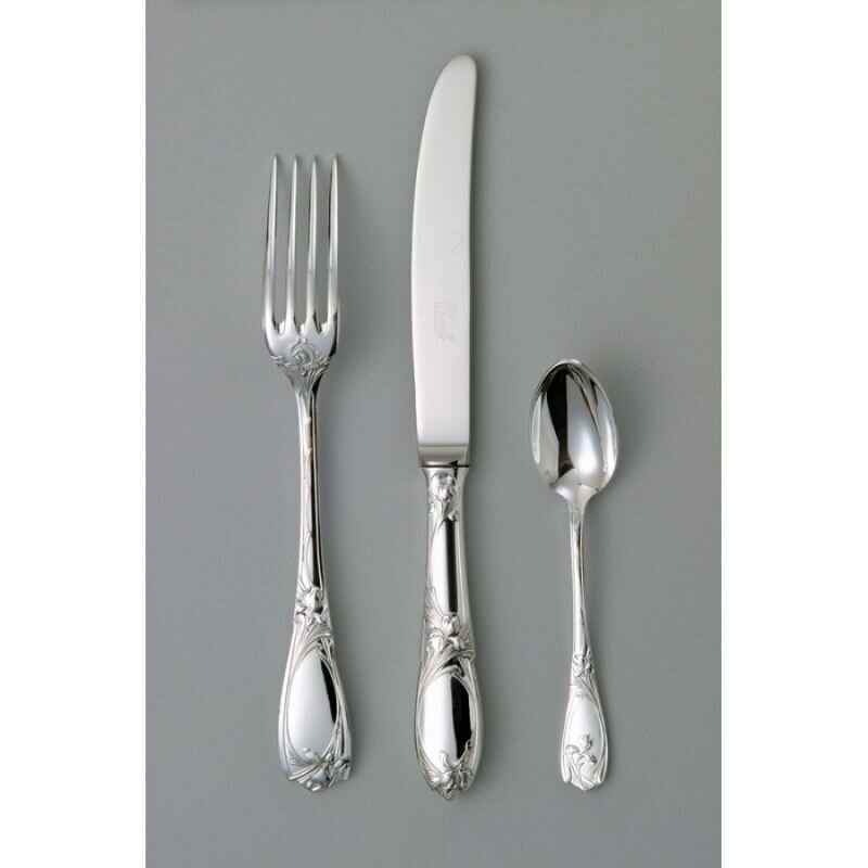 Chambly Orchidee Fish Cold Meat Serving Fork - Silver Plated