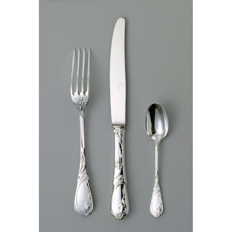 Chambly Tulipe Fish Cold Meat Serving Fork - Silver Plated