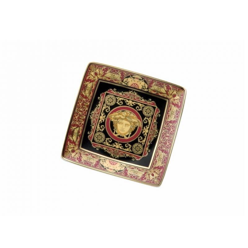 Versace Medusa Red Canape Dish Porcelain 4 3/4 inch Square