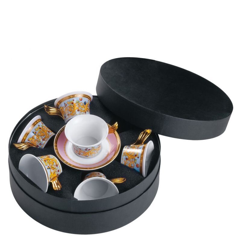 Versace Butterfly Garden Tea Cup & Saucer Set/Six Round Hat Box