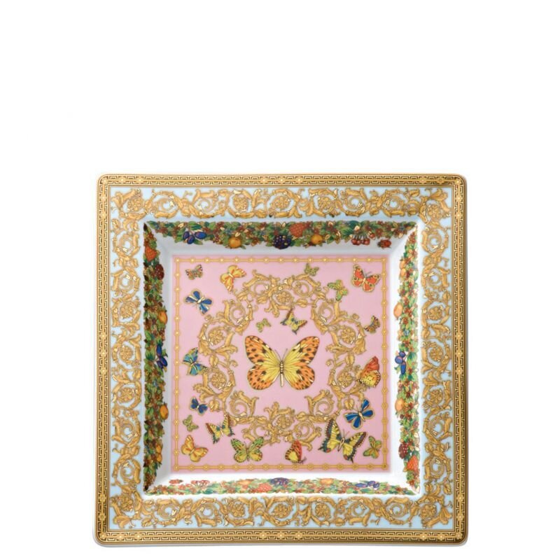 Versace Butterfly Garden Tray Porcelain 8 1/2 inch Square