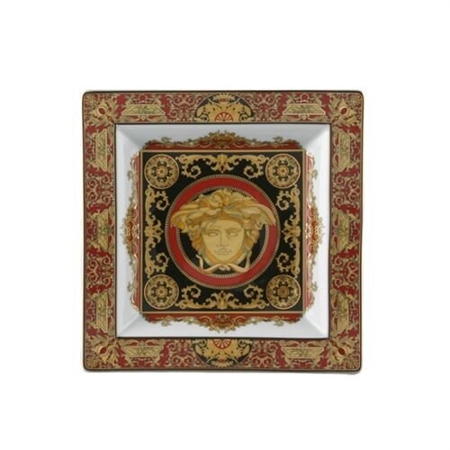 Versace Medusa Red Tray Porcelain 8 1/2 inch Square
