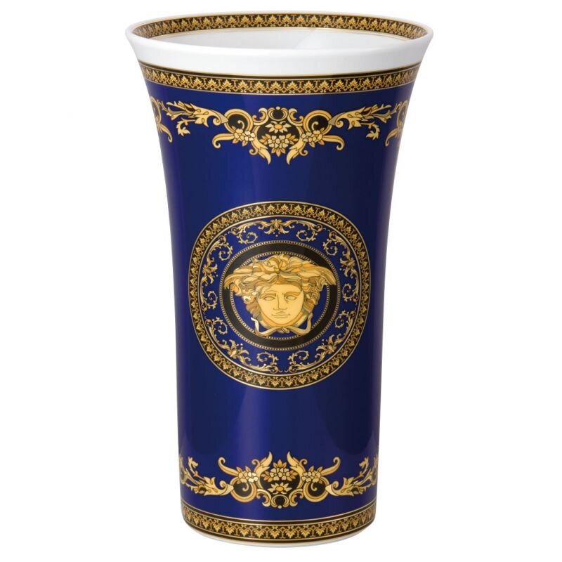 Versace Medusa Blue Vase Porcelain 13 1/2 inch