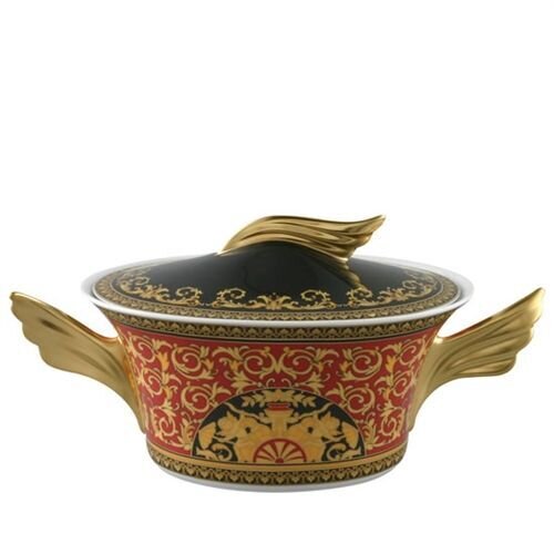 Versace Medusa Red Vegetable Bowl Covered 54 ounce