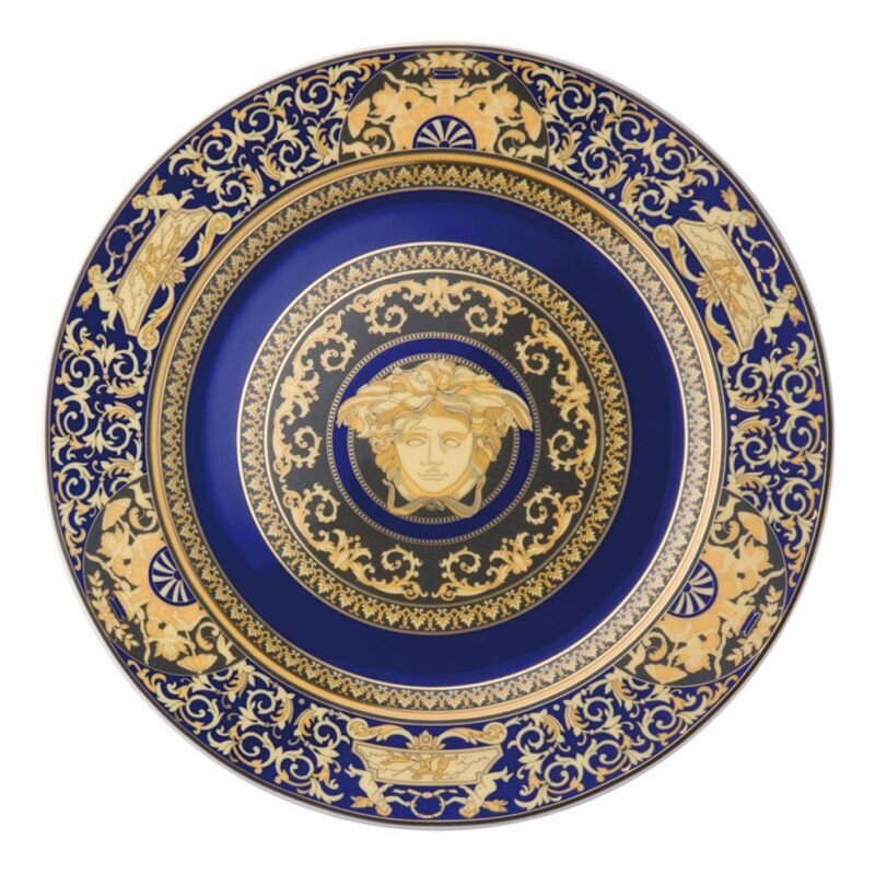 Versace Medusa Blue Wall Plate 12 inch Fully Decorated
