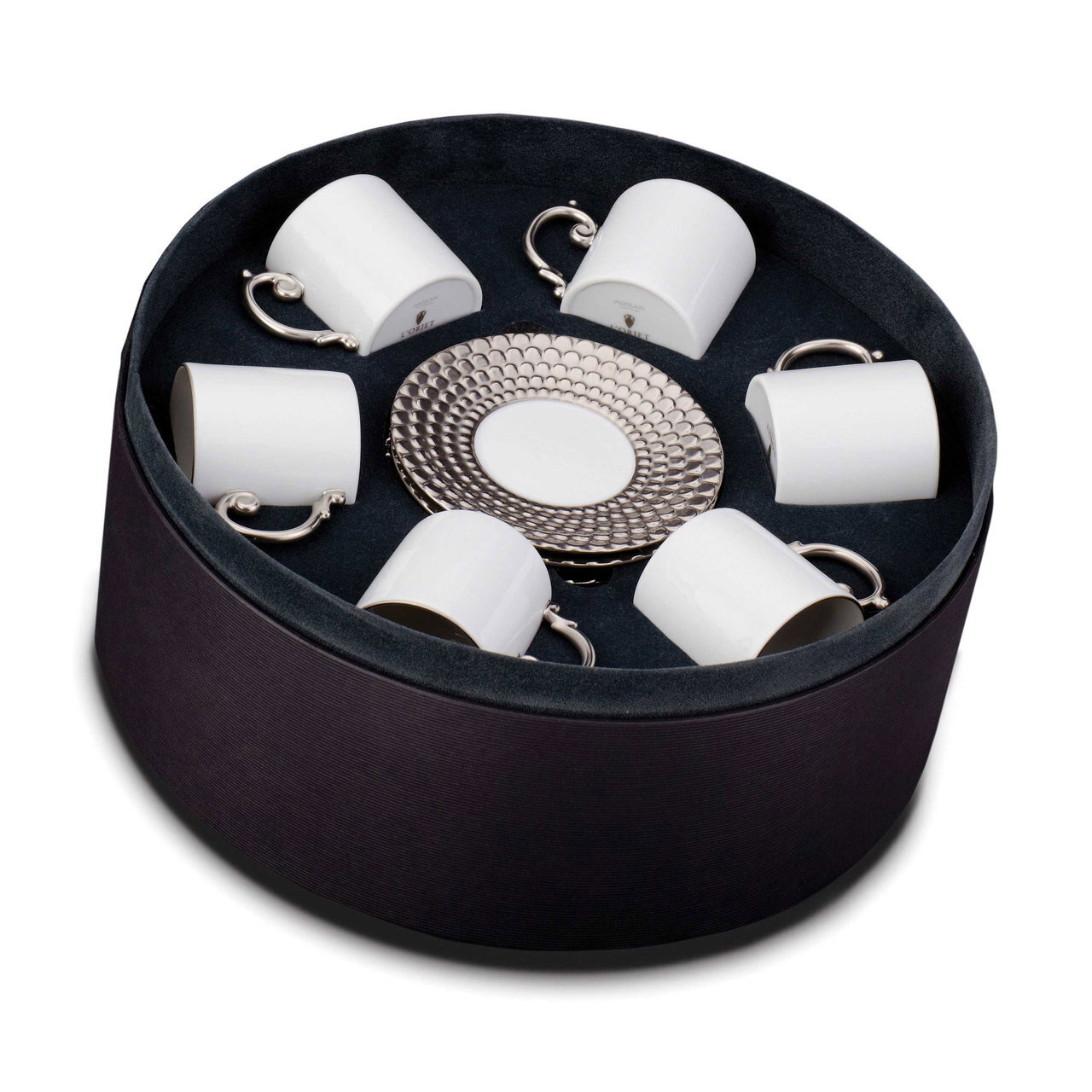 L'Objet Aegean Espresso Cup and Saucer Gift Box of 6 Platinum