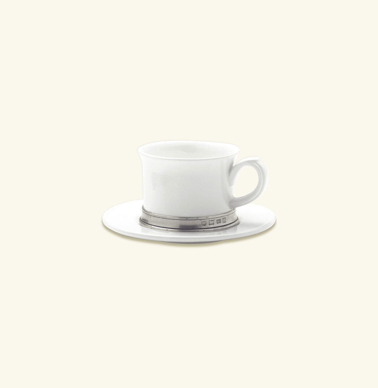 Match Pewter Convivio Cappucino Tea Cup With Saucer - White