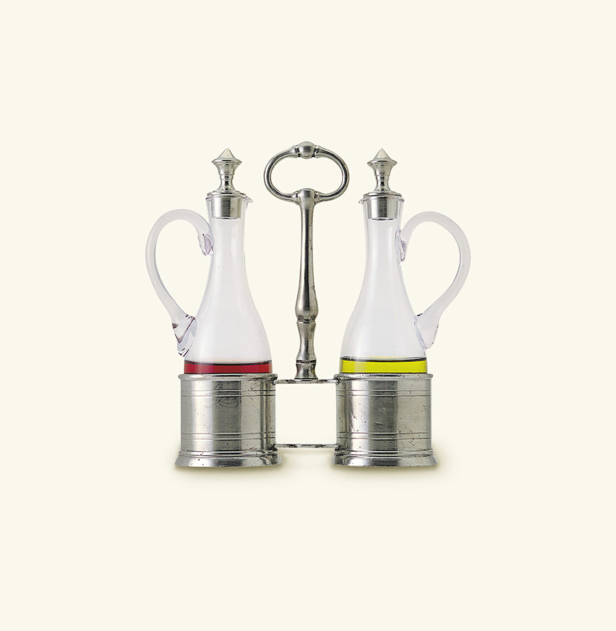 Match Pewter Oil & Vinegar Set With Pewter Tops 711